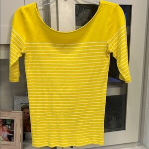 Ann Taylor Women’s Yellow Striped Scoop Neck Top